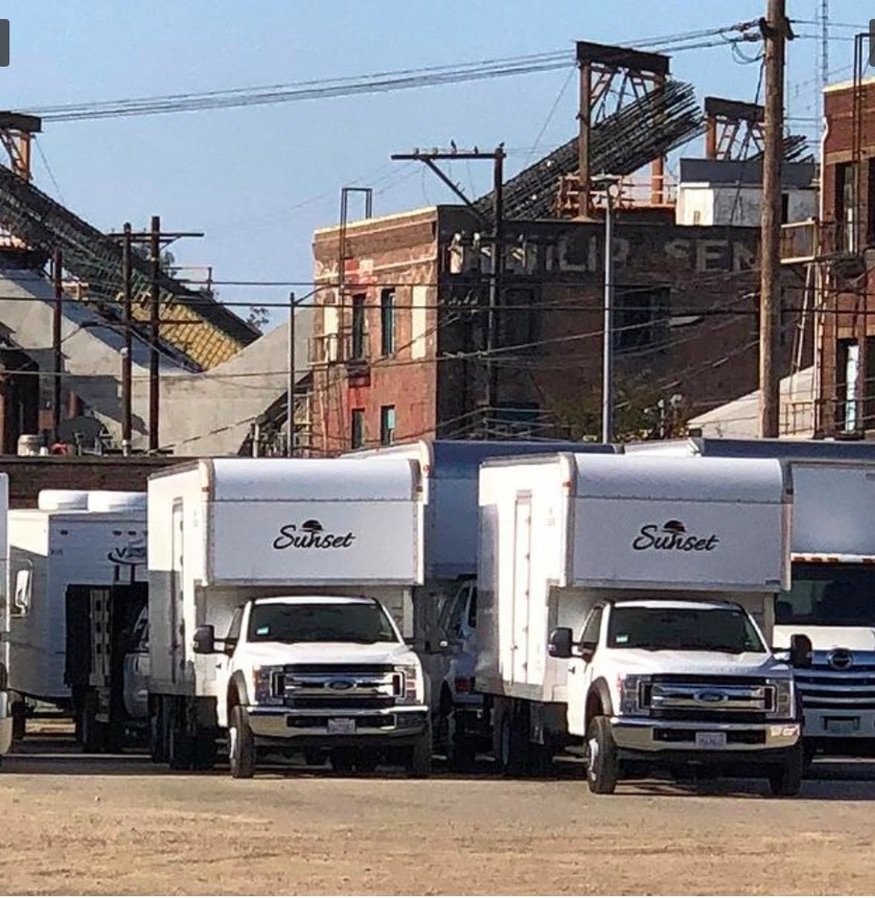 Cube trucks on location
